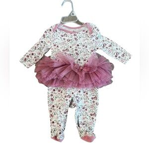 Baby Essentials Floral Tutu Onesie Footie 6 months